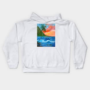 PALM TREE AND SUNSET Kids Hoodie